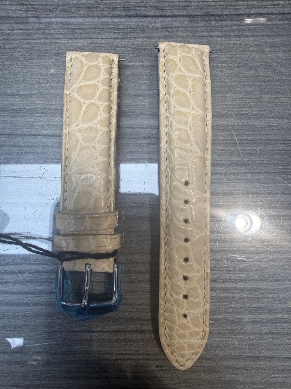 Michele watch 18mm Cream Croc-Embossed Leather Strap